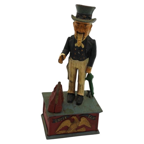 Vintage Uncle Sam Cast Iron Mechanical Bank – Patriotic Americana Collectible Co - Picture 6 of 6